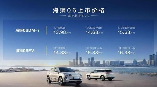 比亞迪海獅06上市：全系搭載天神之眼C、云輦-C，售價(jià)13.98萬(wàn)-16.38萬(wàn)元
